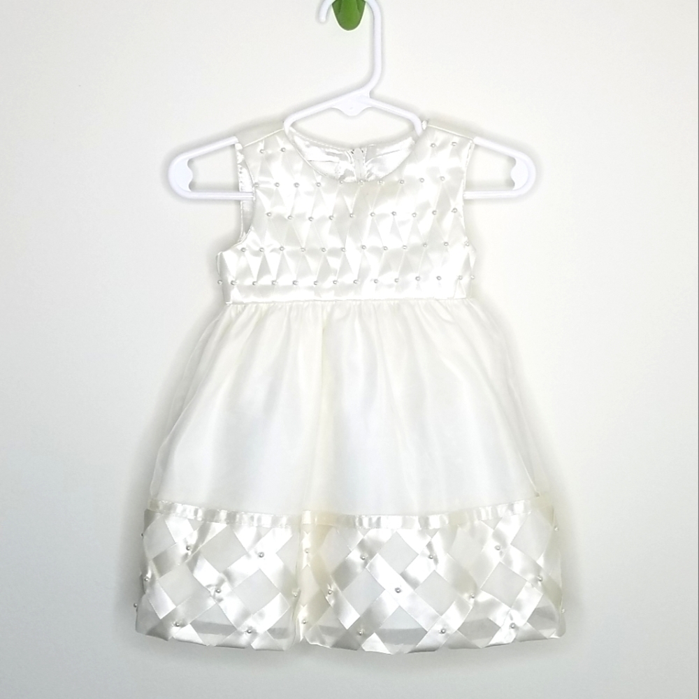Cinderella Flower Girl Formal Dress Bloomer Wedding Latticework Pearls 12m